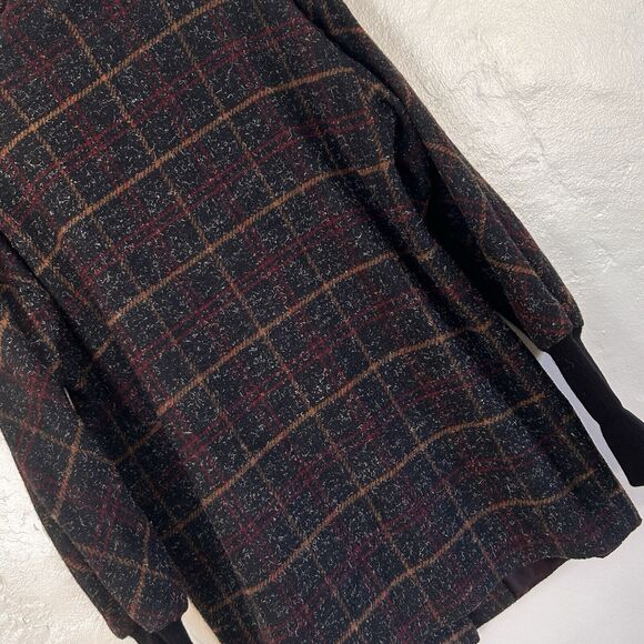 Vintage Tweed Plaid Wool Coat Women's Sz 8 Black by Jonathan Stevens - Picture 6 of 7